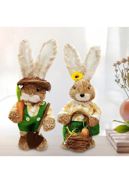 1 Çift Sevimli Çim Tavşan Paskalya Çiftçi Tavşan Bebek Düğün Parti Dekorasyonu (Yurt Dışından) fırsatları