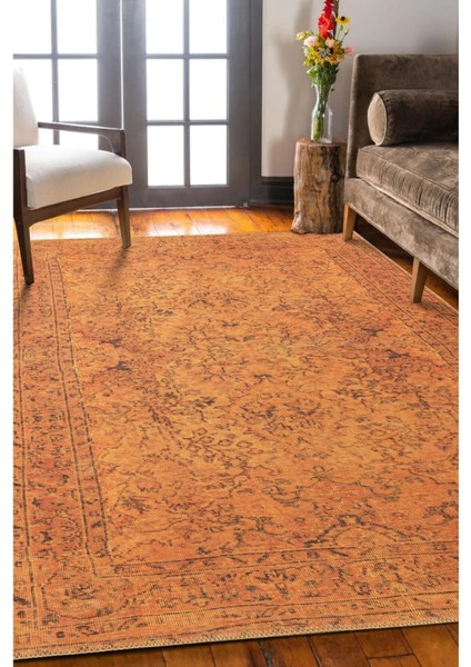 Chelmsford Klasik Turuncu Polyester Dikdörtgen Modern Desenli Pamuk Makinada Yıkanabilir Hav Toz Vermez Leke Tutmayan Kaymaz Taban Dijital Makine Baskı Salon Yolluk Mutfak Halı fiyatları