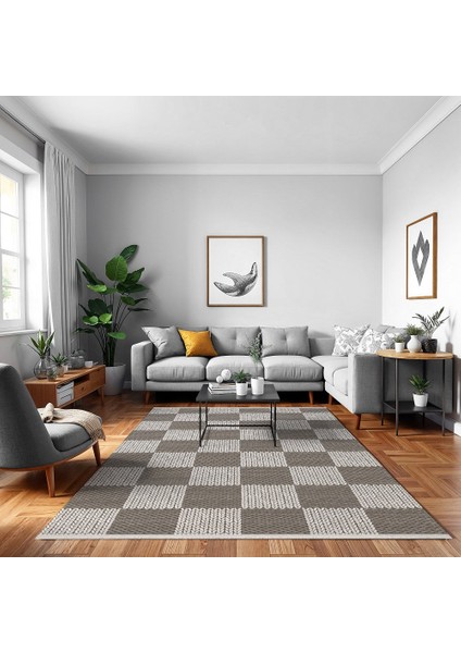 Geometrik Kahverengi Pamuk Dikdörtgen Modern Desenli Pamuk Makinada Yıkanabilir Hav Toz Vermez Leke Tutmayan Kaymaz Taban Dijital Makine Baskı Salon Yolluk Mutfak Halı fiyatları