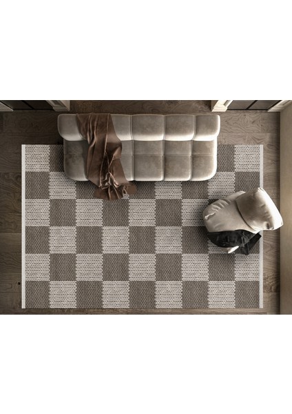 Geometrik Kahverengi Pamuk Dikdörtgen Modern Desenli Pamuk Makinada Yıkanabilir Hav Toz Vermez Leke Tutmayan Kaymaz Taban Dijital Makine Baskı Salon Yolluk Mutfak Halı modelleri