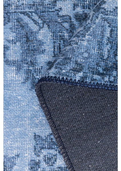 Belfast Klasik Mavi Polyester Dikdörtgen Modern Desenli Pamuk Makinada Yıkanabilir Hav Toz Vermez Leke Tutmayan Kaymaz Taban Dijital Makine Baskı Salon Yolluk Mutfak Halı modelleri