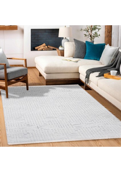 Geometrik Beyaz Pamuk Dikdörtgen Modern Desenli Pamuk Makinada Yıkanabilir Hav Toz Vermez Leke Tutmayan Kaymaz Taban Dijital Makine Baskı Salon Yolluk Mutfak Halı fırsatları