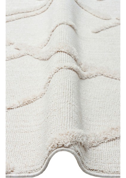 Taranto Beyaz Geometrik Etnik Modern Desenli Hav Vermeyen Leke Tutmayan Kolay Temizlenen Yumuşak Makine Salon Yolluk Mutfak Halı modelleri