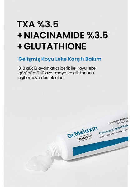 Koyu Leke Karşıtı & Yüz Kremi – Traneksamik Asit Glutatyon Niasinamid Içerikli Tx-Cream 50ML modelleri