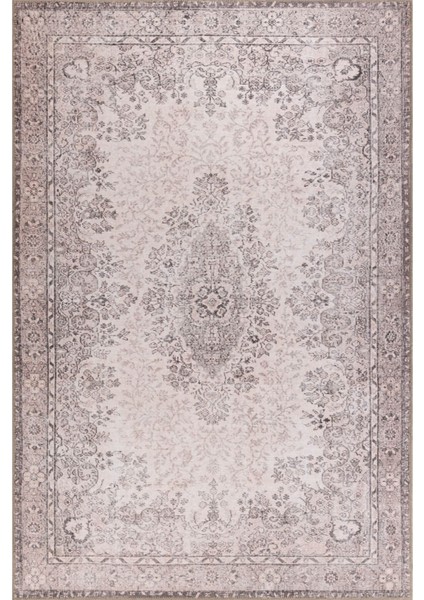 Newport Klasik Bej Polyester Dikdörtgen Modern Desenli Pamuk Makinada Yıkanabilir Hav Toz Vermez Leke Tutmayan Kaymaz Taban Dijital Makine Baskı Salon Yolluk Mutfak Halı