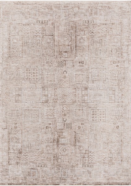 Kashvi Eskitme Bej Polyester Dikdörtgen Modern Desenli Akrilik Hav Vermeyen Leke Tutmayan Kolay Temizlenen Yumuşak Makine Salon Yolluk Mutfak Halı