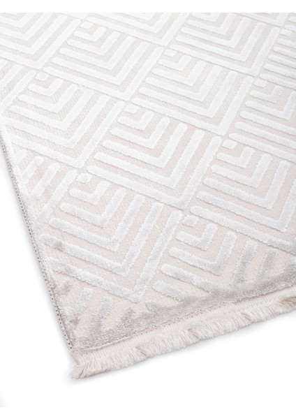 Devika Geometrik Krem Viskon Dikdörtgen Modern Desenli Akrilik Hav Vermeyen Leke Tutmayan Kolay Temizlenen Yumuşak Makine Salon Yolluk Mutfak Halı fırsatları