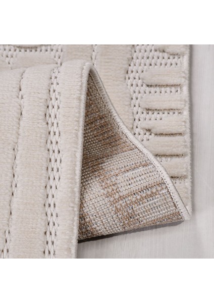 Krem Modern Etnik Desenli Sisal Hav Vermeyen Leke Tutmayan Kolay Temizlenen Yumuşak Makine Salon Yolluk Mutfak Halı