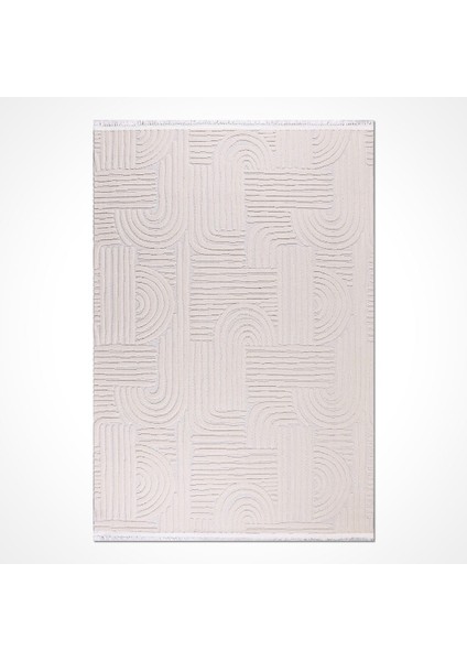 Krem Modern Etnik Desenli Sisal Hav Vermeyen Leke Tutmayan Kolay Temizlenen Yumuşak Makine Salon Yolluk Mutfak Halı