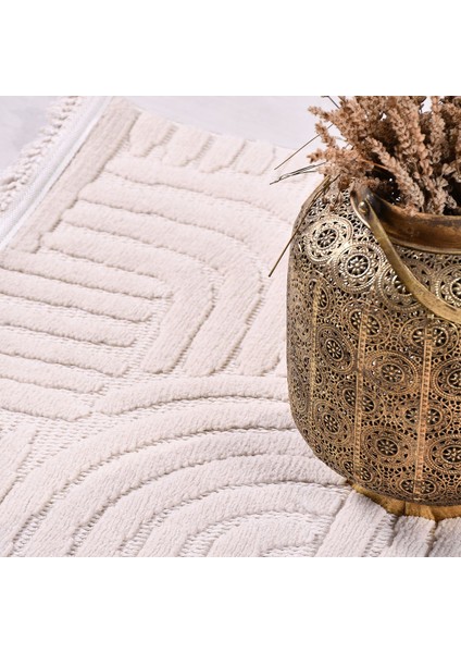 Krem Modern Etnik Desenli Sisal Hav Vermeyen Leke Tutmayan Kolay Temizlenen Yumuşak Makine Salon Yolluk Mutfak Halı indirimleri