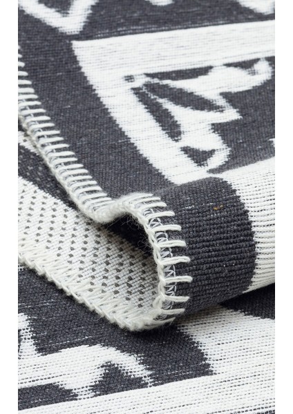 Everest Antrasit Modern Etnik Desenli Pamuk Hav Vermeyen Leke Tutmayan Kolay Temizlenen Yumuşak Makine Salon Yolluk Mutfak Halı