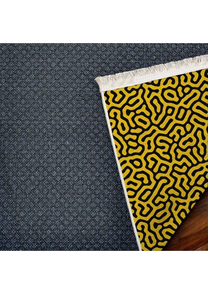 Geometrik Sarı Pamuk Daire Modern Desenli Pamuk Makinada Yıkanabilir Hav Toz Vermez Leke Tutmayan Kaymaz Taban Dijital Makine Baskı Salon Yolluk Mutfak Halı indirimleri