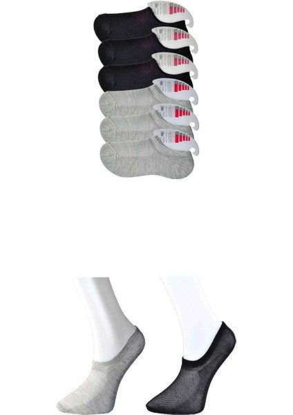 Siyah ve Gri Kadın Görünmez Çorap 6 Çift