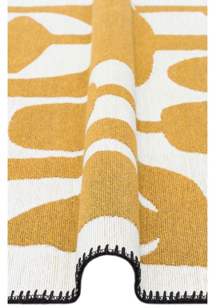 Corsica Sarı Modern Etnik Desenli Pamuk Hav Vermeyen Leke Tutmayan Kolay Temizlenen Yumuşak Makine Salon Yolluk Mutfak Halı modelleri