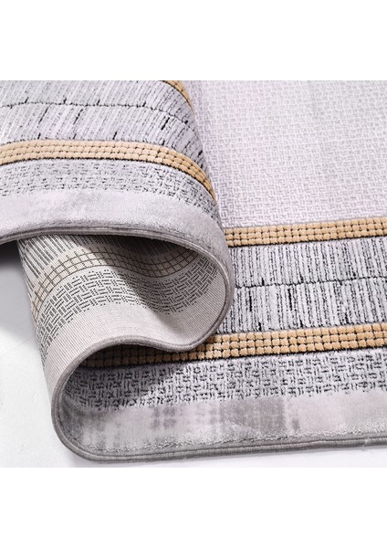 Melody Gri Çerçeveli Etnik Modern Desenli Örgü Hav Vermeyen Leke Tutmayan Kolay Temizlenen Yumuşak Makine Salon Yolluk Mutfak Halı modelleri
