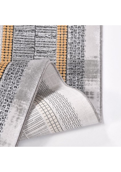 Melody Gri Çerçeveli Etnik Modern Desenli Örgü Hav Vermeyen Leke Tutmayan Kolay Temizlenen Yumuşak Makine Salon Yolluk Mutfak Halı indirimleri