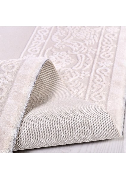 Nina Krem Çerçeveli Etnik Modern Desenli Poliproplen Hav Vermeyen Leke Tutmayan Kolay Temizlenen Yumuşak Makine Salon Yolluk Mutfak Halı fiyatları