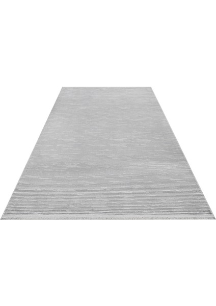 Alice Gri Çizgili Etnik Modern Desenli Pamuk Hav Vermeyen Leke Tutmayan Kolay Temizlenen Yumuşak Makine Salon Yolluk Mutfak Halı