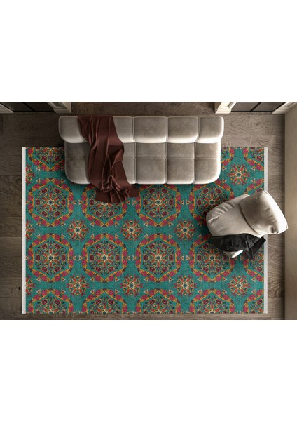 Geometrik Sarı Pamuk Daire Modern Desenli Pamuk Makinada Yıkanabilir Hav Toz Vermez Leke Tutmayan Kaymaz Taban Dijital Makine Baskı Salon Yolluk Mutfak Halı fiyatları