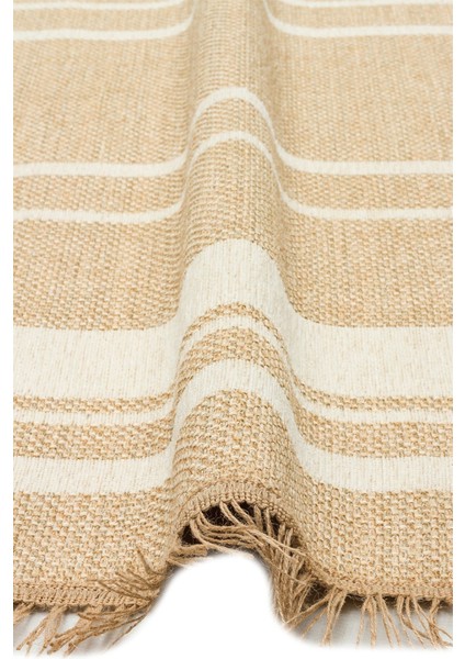 Judendorf-Strabengel Krem Çizgili Etnik Modern Desenli Akrilik Hav Vermeyen Leke Tutmayan Kolay Temizlenen Yumuşak Makine Salon Yolluk Mutfak Halı indirimleri