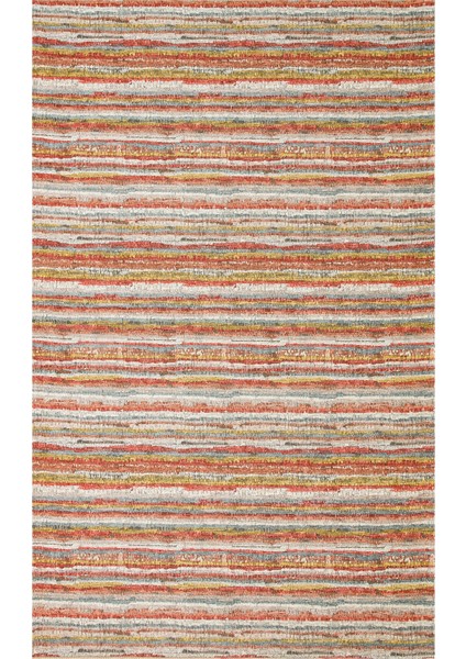 Koflach Kiremit Çizgili Etnik Modern Desenli Akrilik Hav Vermeyen Leke Tutmayan Kolay Temizlenen Yumuşak Makine Salon Yolluk Mutfak Halı