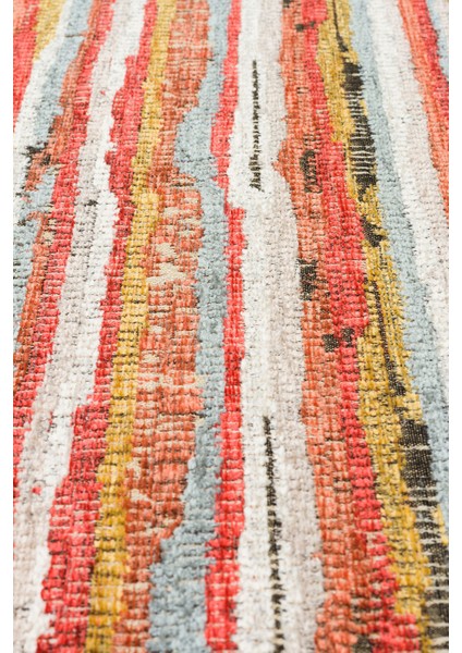 Koflach Kiremit Çizgili Etnik Modern Desenli Akrilik Hav Vermeyen Leke Tutmayan Kolay Temizlenen Yumuşak Makine Salon Yolluk Mutfak Halı indirimleri