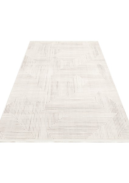 Indus Gri Geometrik Etnik Modern Desenli Akrilik Hav Vermeyen Leke Tutmayan Kolay Temizlenen Yumuşak Makine Salon Yolluk Mutfak Halı