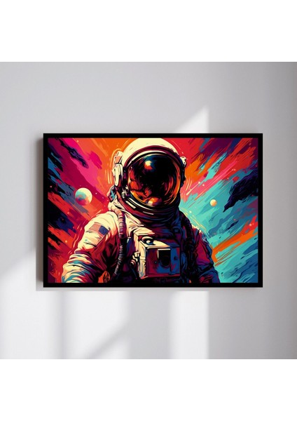 Uzay Astronot Büyük Boy Renkli Solmaz Kaliteli Baskı Çerçeve Görünümlü Mdf Tablo 70X50CM 140