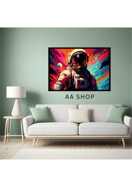 Uzay Astronot Büyük Boy Renkli Solmaz Kaliteli Baskı Çerçeve Görünümlü Mdf Tablo 70X50CM 140 fiyatları