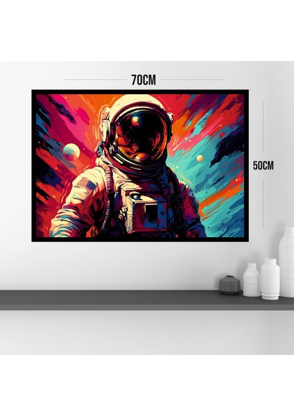 Uzay Astronot Büyük Boy Renkli Solmaz Kaliteli Baskı Çerçeve Görünümlü Mdf Tablo 70X50CM 140 modelleri