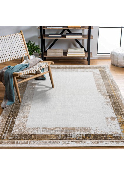 Çerçeveli Kahverengi Pamuk Dikdörtgen Modern Desenli Pamuk Makinada Yıkanabilir Hav Toz Vermez Leke Tutmayan Kaymaz Taban Dijital Makine Baskı Salon Yolluk Mutfak Halı fiyatları