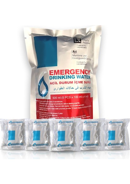 5 Yıl Raf Ömrü ile Acil Durum, afet ve Deprem Suyu, Hayat Kurtaran Acil Durum Su Paketi (1 Koli) (5 Paket x 500 Ml. )