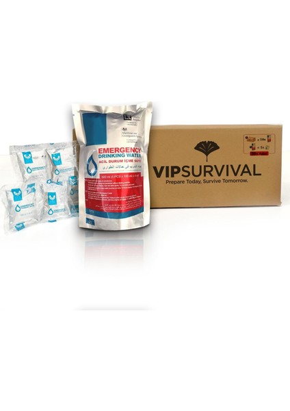5 Yıl Raf Ömrü ile Acil Durum, afet ve Deprem Suyu, Hayat Kurtaran Acil Durum Su Paketi (1 Koli) (5 Paket x 500 Ml. )