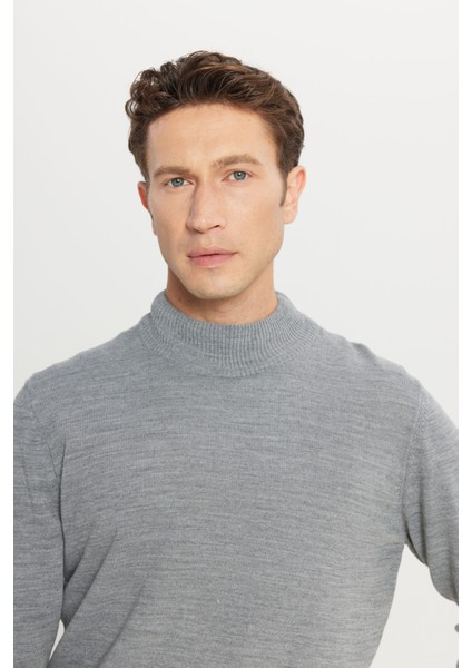 ALTINYILDIZ CLASSICS Erkek Gri Melanj Tüylenme Yapmayan Standart Fit Normal Kesim Yarım Balıkçı Yaka Triko Kazak fırsatları