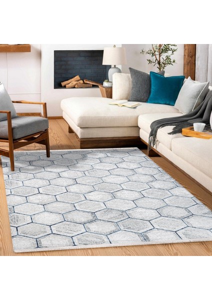 Geometrik Gri Pamuk Dikdörtgen Modern Desenli Pamuk Makinada Yıkanabilir Hav Toz Vermez Leke Tutmayan Kaymaz Taban Dijital Makine Baskı Salon Yolluk Mutfak Halı fiyatları