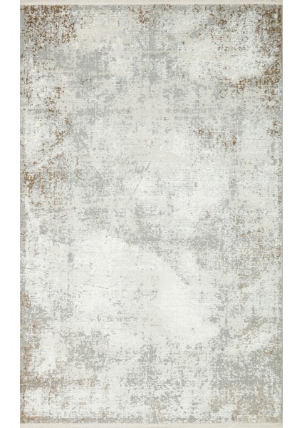 Moncalieri Gri Modern Etnik Desenli Pamuk Hav Vermeyen Leke Tutmayan Kolay Temizlenen Yumuşak Makine Salon Yolluk Mutfak Halı