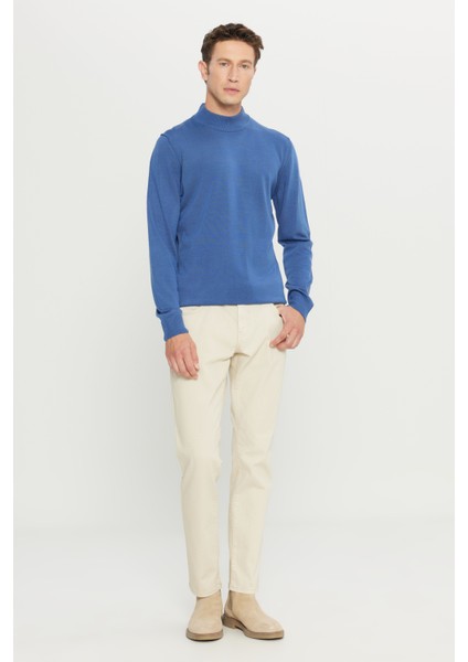 ALTINYILDIZ CLASSICS Erkek Indigo Tüylenme Yapmayan Standart Fit Normal Kesim Yarım Balıkçı Yaka Triko Kazak fiyatları