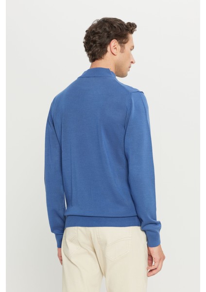 ALTINYILDIZ CLASSICS Erkek Indigo Tüylenme Yapmayan Standart Fit Normal Kesim Yarım Balıkçı Yaka Triko Kazak indirimleri