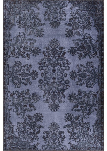 Preston Klasik Mavi Polyester Dikdörtgen Modern Desenli Pamuk Makinada Yıkanabilir Hav Toz Vermez Leke Tutmayan Kaymaz Taban Dijital Makine Baskı Salon Yolluk Mutfak Halı