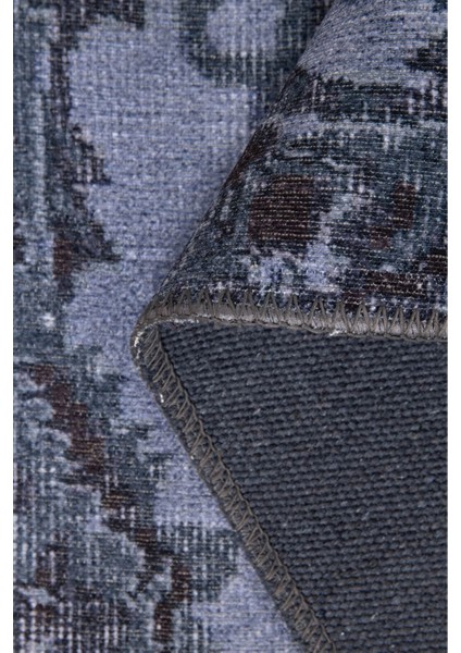 Preston Klasik Mavi Polyester Dikdörtgen Modern Desenli Pamuk Makinada Yıkanabilir Hav Toz Vermez Leke Tutmayan Kaymaz Taban Dijital Makine Baskı Salon Yolluk Mutfak Halı fırsatları