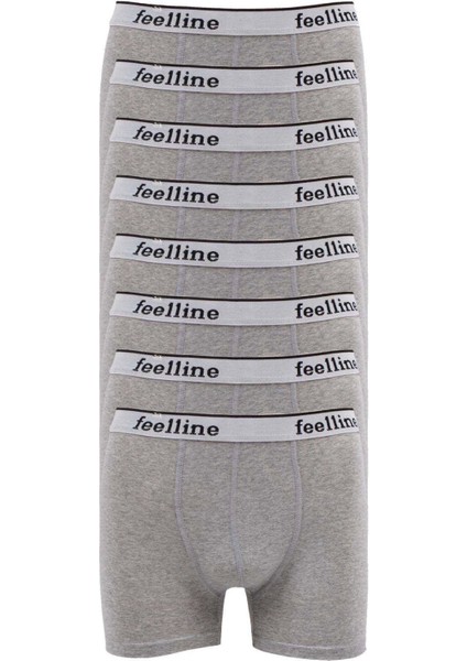 8 Adet Feelline Gri Pamuklu Doğal Likralı Erkek Boxer