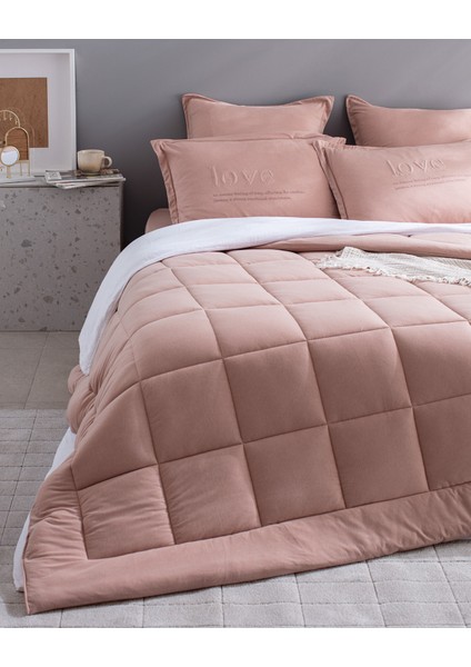 Bobigny SuperSoft Tek Kişilik Comforter Set - Pudra modelleri