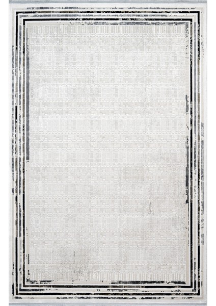 Absent-Mindedness Çerçeveli Gri Pamuk Dikdörtgen Modern Desenli Akrilik Hav Vermeyen Leke Tutmayan Kolay Temizlenen Yumuşak Makine Salon Yolluk Mutfak Halı fırsatları