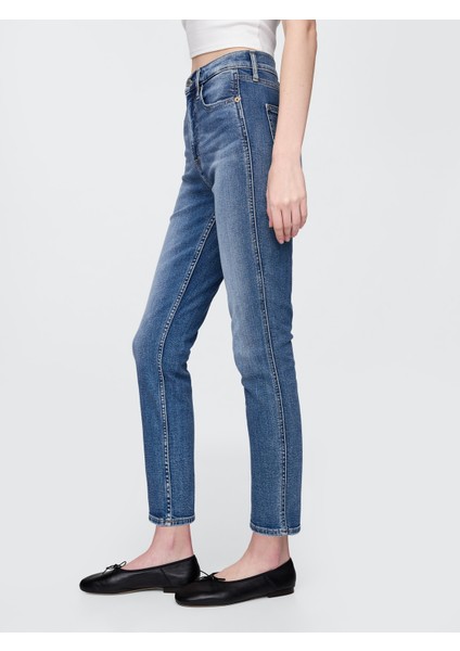 Kadın Mavi High Rise Cigarette Washwell™ Jean Pantolon