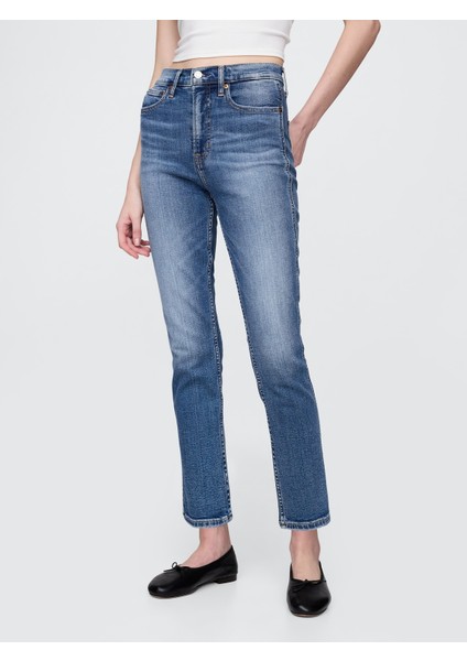 Kadın Mavi High Rise Cigarette Washwell™ Jean Pantolon