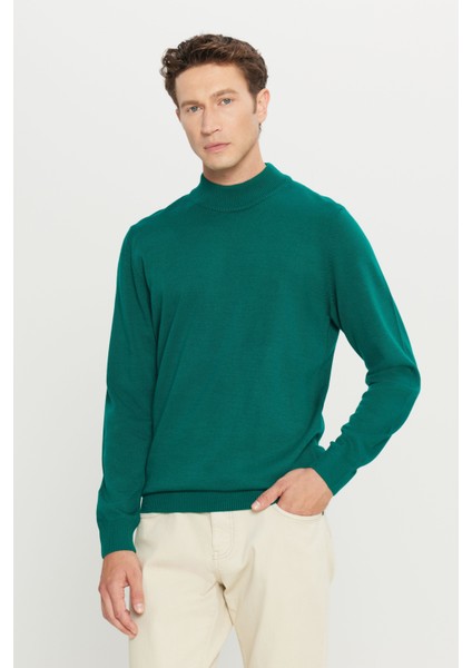 ALTINYILDIZ CLASSICS Erkek Koyu Yeşil Tüylenme Yapmayan Standart Fit Normal Kesim Yarım Balıkçı Yaka Triko Kazak fiyatları