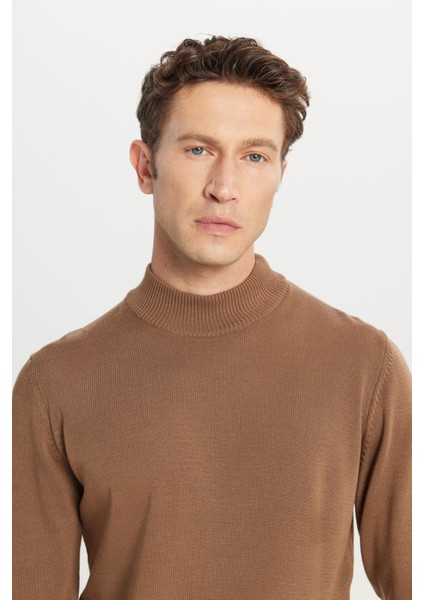 Erkek Vizon Tüylenme Yapmayan Standart Fit Normal Kesim Yarım Balıkçı Yaka Triko Kazak fırsatları