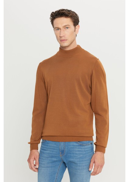 ALTINYILDIZ CLASSICS Erkek Tarçın Tüylenme Yapmayan Standart Fit Normal Kesim Yarım Balıkçı Yaka Triko Kazak