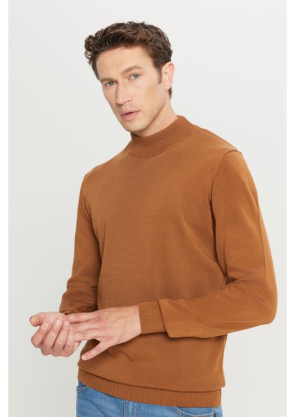 ALTINYILDIZ CLASSICS Erkek Tarçın Tüylenme Yapmayan Standart Fit Normal Kesim Yarım Balıkçı Yaka Triko Kazak modelleri