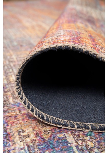 Kingston Modern Turuncu Polyester Dikdörtgen Modern Desenli Pamuk Makinada Yıkanabilir Hav Toz Vermez Leke Tutmayan Kaymaz Taban Dijital Makine Baskı Salon Yolluk Mutfak Halı fırsatları